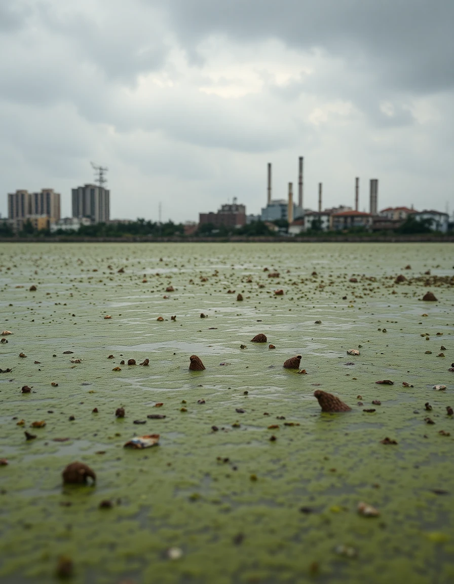 Antes e depois de lagoas limpas após projetos capa